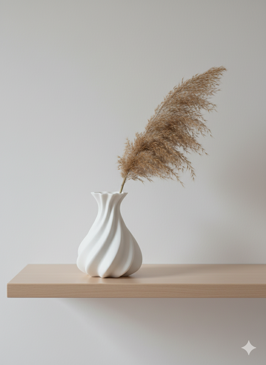 3D Druck Vase Weiß – Minimalistische Deko Vase aus PLA